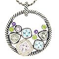 Meredith Leigh Silver Gemstone and 1/10ct TDW Diamond Necklace