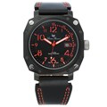 Lucien Piccard Men's Black Leather Strap Watch