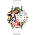 Whimsical Women's Sushi Theme White Leather Strap Watch
