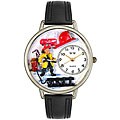 Whimsical Women's Firefighter Theme Black Padded Strap Watch