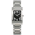 Lucien Piccard Men's Black Rectangle Dial Stainless Steel Watch
