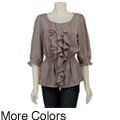Violet & Claire Women's Ruffle Front Top