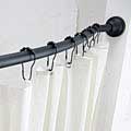Curved Shower Rod w/ Shower Liner and Hooks Set