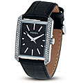 Fossil Women's Black Leather Strap Crystal-accented Watch