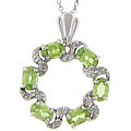 Sterling Silver Peridot and Diamond Accent Circle Pendant
