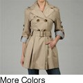 Miss Sixty Women's Double-breasted Roll Sleeve Pleated Bottom Trench
