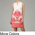 London Times Women's Sleeveless Cotton Sateen Border Dress