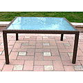 Clara Large Square 59-inch Wicker Dining Table with Glass Top