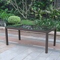 Century Outdoor Woven Wicker Dining Table with Glass Top