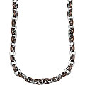 Stainless Steel and Brown Double Braided Oval Link Necklace