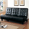 Modern Black Faux Bi-cast Leather Tufted Sofa Bed