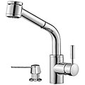 Kissah Satin Nickel Faucet and Soap Dispenser