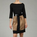 CeCe's of New York Women's Belted Colorblock Dress