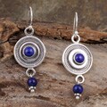 Sterling Silver Lapis Medallion Drop Earrings (Israel)