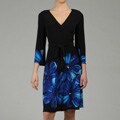 London Times Women's Tie-waist Jersey Knit Dress