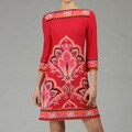 London Times Women's Border Print Jersey Shift Dress