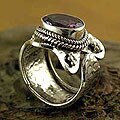 Sterling Silver 'Her Majesty' Amethyst Wrap Ring (India)