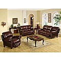 Madison Italian Leather Pushback Reclining Sofa Set