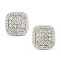 Sterling Silver 1ct TDW Diamond Cluster Earrings (I-J, I3)