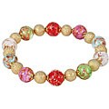 Brass Multicolor Murano Glass Bead Stretchy Bracelet