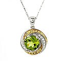 14k Gold Peridot, Yellow Sapphire and 1/3ct TDW Diamond Necklace (H-I, SI2)