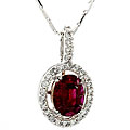 18k White Gold Ruby and 2/5ct TDW Diamond Necklace (H, SI1)