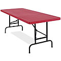 Resin 72-inch Red Adjustable-height Folding Table