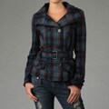 Levi's Women's High-collar Plaid Peacoat