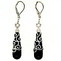 Meredith Leigh Sterling Silver Black Onyx and Diamond Drop Earrings
