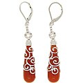 Meredith Leigh Sterling Silver Red Aventurine and Diamond Earrings