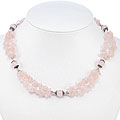 Silver Rose Quartz 2-strand Necklace (Thailand)