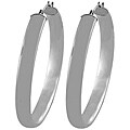 14k White Gold Polished Round Hoop Earrings