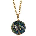 Goldtone Green and Blue Genuine Murano Glass Sphere Necklace