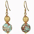 Goldtone Brass Light Blue Genuine Murano Glass Earrings