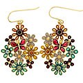 Meredith Leigh Goldplated Silver Multi-gemstone Flower Earrings