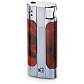 Colibri Accord Silvertone and Brown Base Metal Soft-fame Lighter