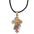 Ed Hardy Tri-tone Copper and Brass Cross Necklace