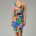 London Times Women's Shutter Pleat V-neck Dress