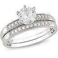 10k Gold White Sapphire and 1/3ct TDW Diamond Bridal Ring Set (H-I, I2-I3)