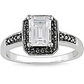 10k Gold White Topaz and 1/8ct TDW Black Diamond Ring