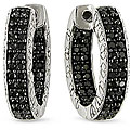 10k White Gold 1/2ct TDW Black Diamond Huggie-style Earrings