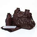 OiOi Chocolate Weathered Leatherette Tote Diaper Bag