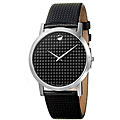 Movado Men's Museum Stainless Steel Case Black Leather Strap Watch