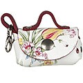 Italian Leather White/ Multicolor Flowers Printed Key Fob