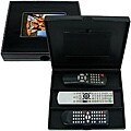 Faux Leather Black Photo Frame Remote Control Storage Box