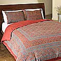 Red Kalamkari Cotton 3-piece Duvet Cover (India)