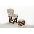 Hardwood and Off White Bow-back Glider Rocker