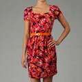 Tiana B. Women's Belted Flower Print Jersey Dress