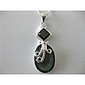 Set of 3 Sterling Silver Black Mother of Pearl Necklaces (Thailand)