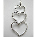 Set of 6 Sterling Silver Linear Hearts Necklaces (Thailand)